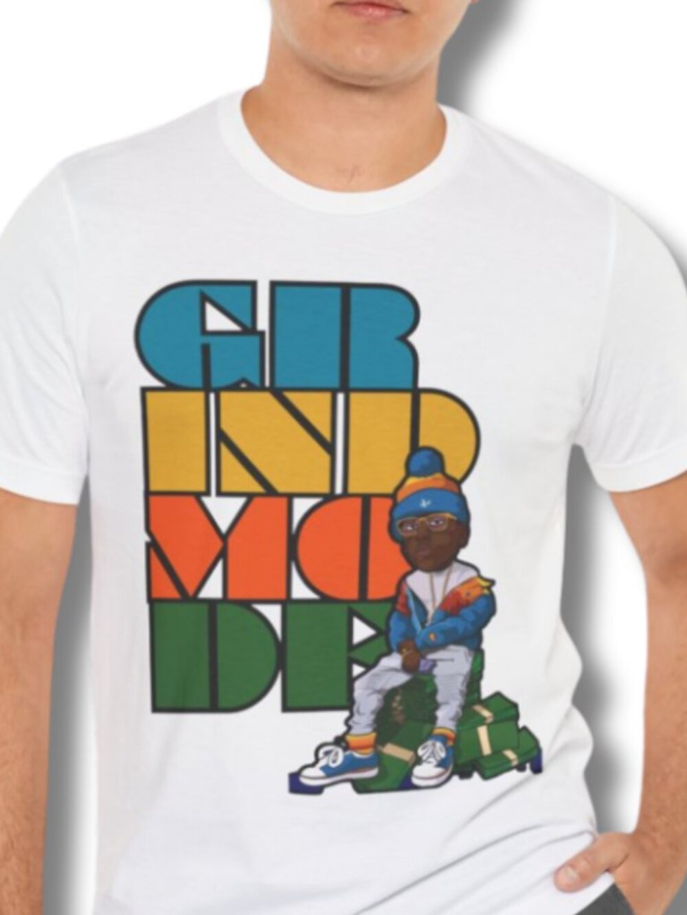 GRIND MODE “Sitting on Cash” Graphic-Tee 💸🔥 (WHITE)| New Men’s Streetwear